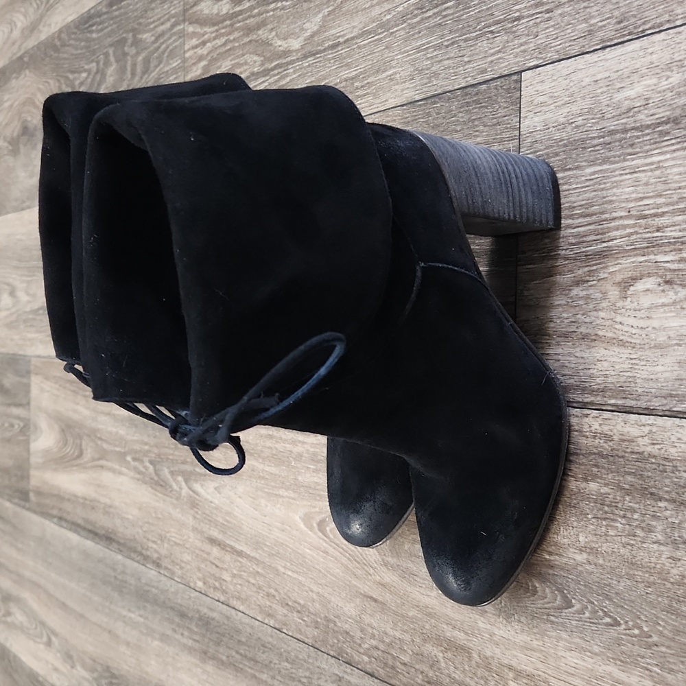 Free People Mila Women's Ankle Boots Heels Black Suede Fold Over EU 36 US 6 - Picture 5 of 12